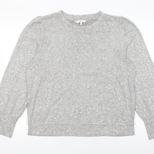Next Women’s Grey Sequin Knit Crew Neck Jumper Size 14
