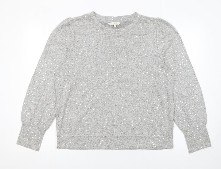 Next Women’s Grey Sequin Knit Crew Neck Jumper Size 14