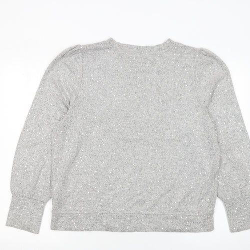 Next Women’s Grey Sequin Knit Crew Neck Jumper Size 14