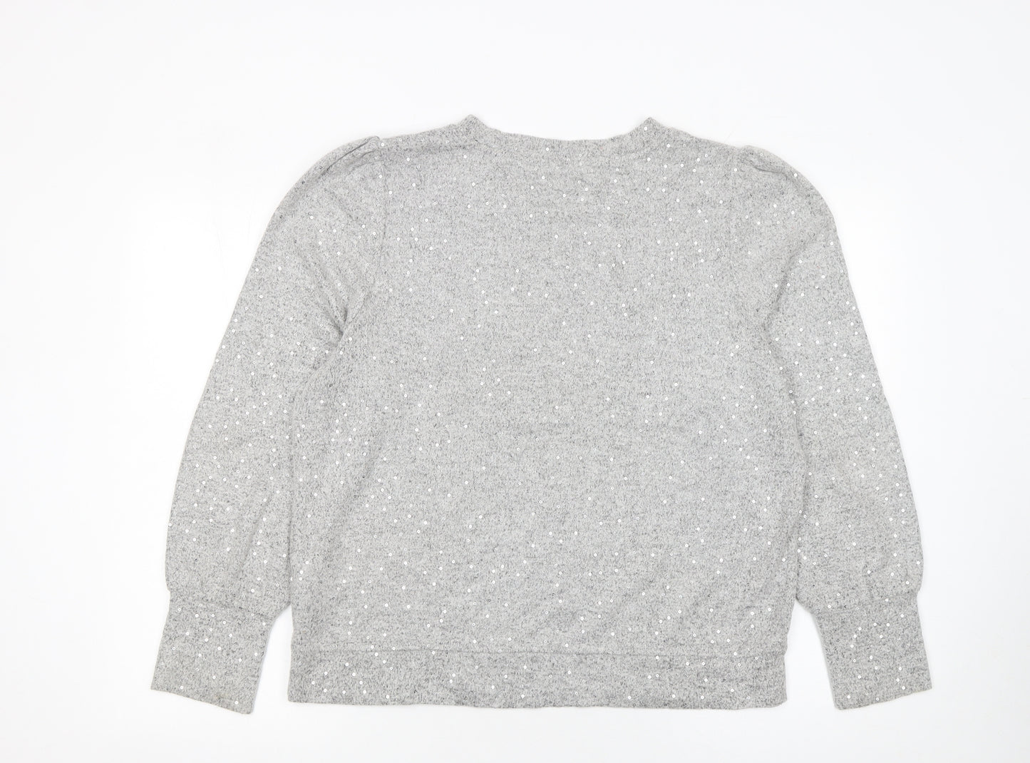 Next Women’s Grey Sequin Knit Crew Neck Jumper Size 14