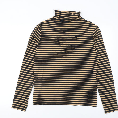 Marks and Spencer Women’s Beige Black Striped Roll Neck Long Sleeve Top Size 16