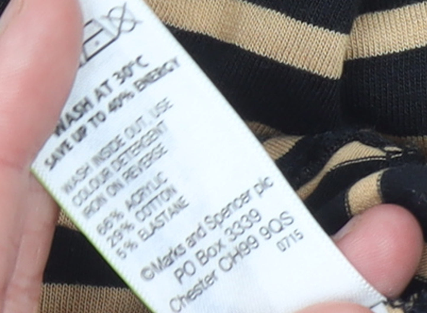 Marks and Spencer Women’s Beige Black Striped Roll Neck Long Sleeve Top Size 16