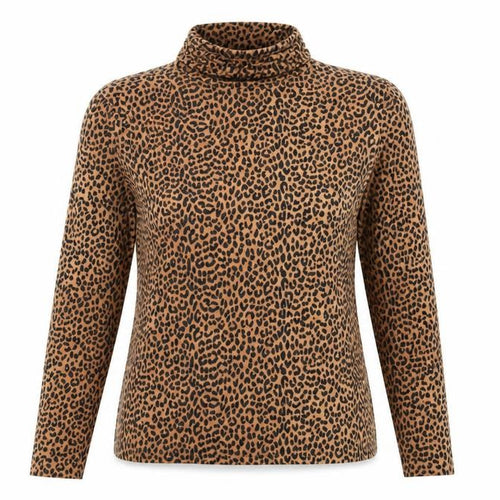 Lands' End Women’s Leopard Print Roll Neck Long Sleeve Top - UK M