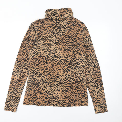 Lands' End Women’s Leopard Print Roll Neck Long Sleeve Top - UK M