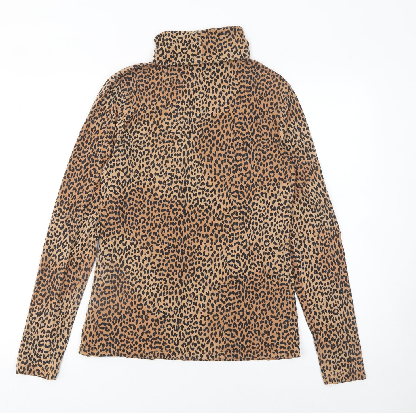 Lands' End Women’s Leopard Print Roll Neck Long Sleeve Top - UK M
