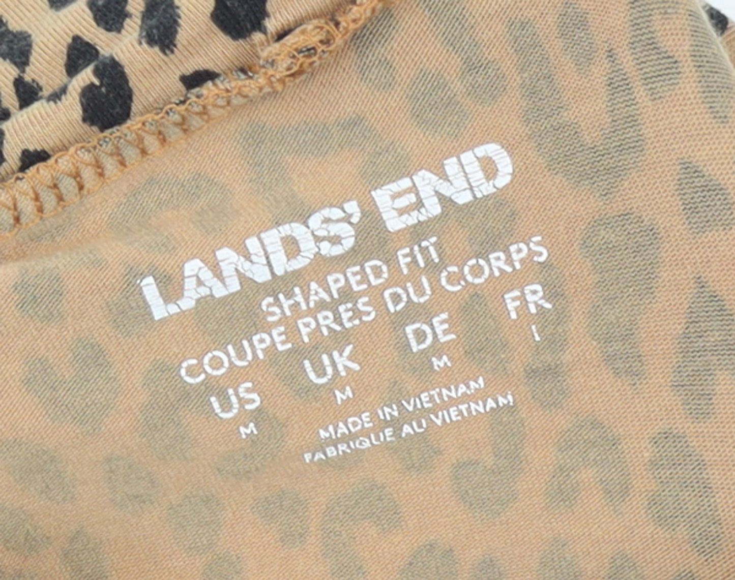 Lands' End Women’s Leopard Print Roll Neck Long Sleeve Top - UK M