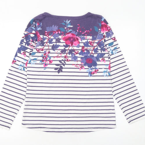 Joules Women’s Blue Floral Stripe Long Sleeve Cotton T-Shirt UK 8
