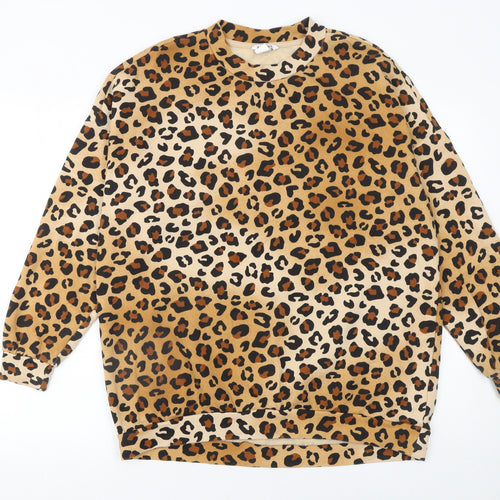 Monki Womens Leopard Print Beige Pullover Sweatshirt Size S