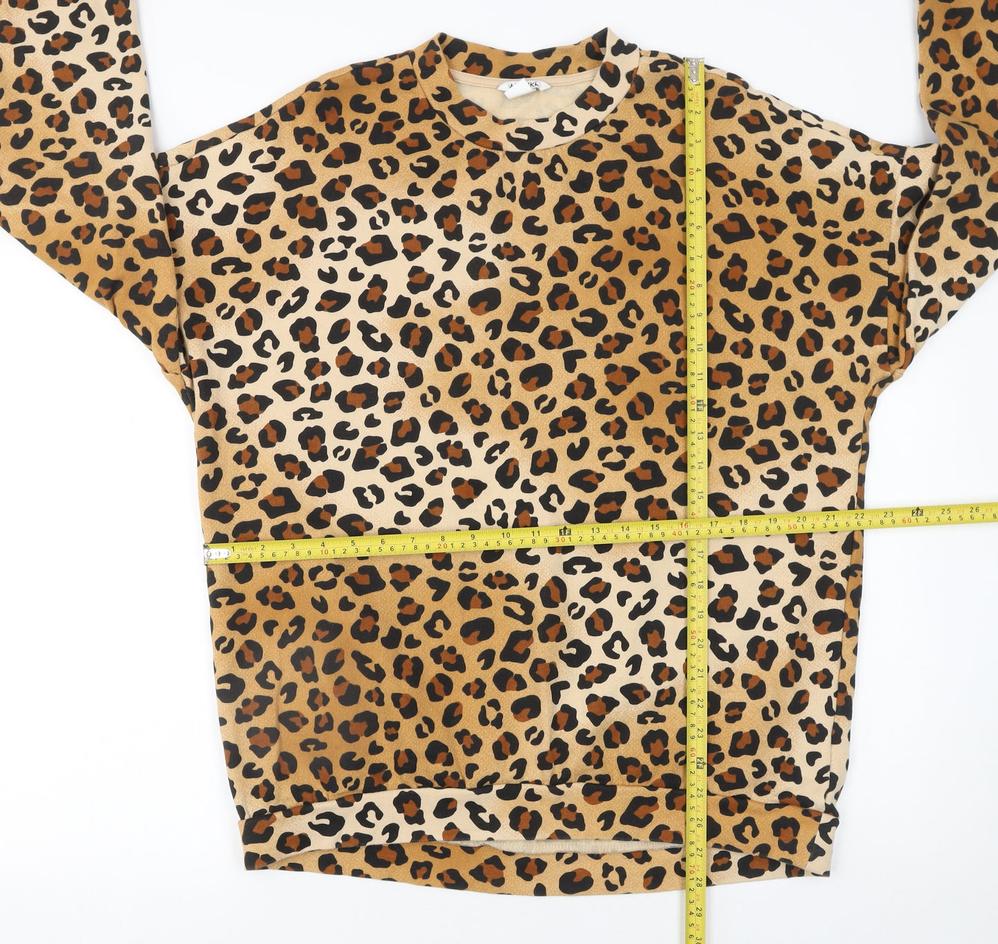 Monki Womens Leopard Print Beige Pullover Sweatshirt Size S