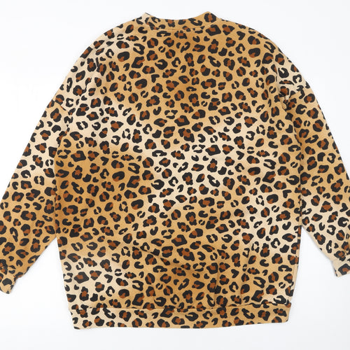 Monki Womens Leopard Print Beige Pullover Sweatshirt Size S