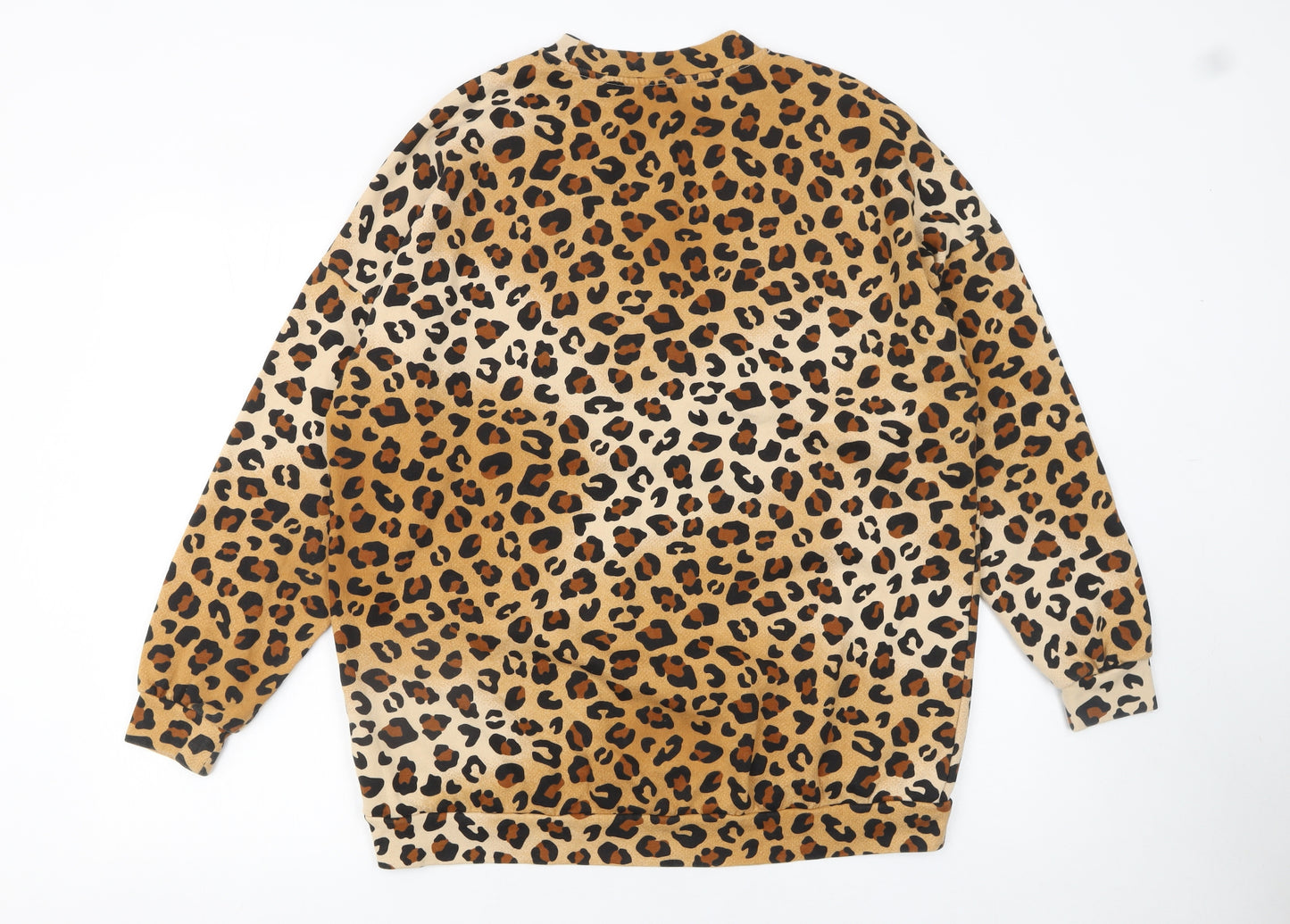 Monki Womens Leopard Print Beige Pullover Sweatshirt Size S
