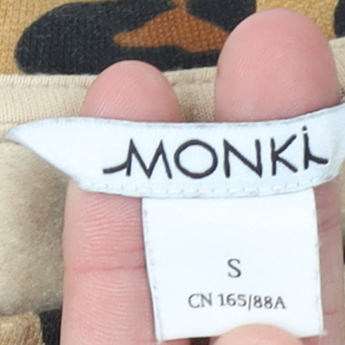 Monki Womens Leopard Print Beige Pullover Sweatshirt Size S