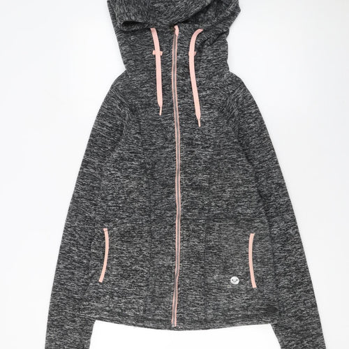 Roxy Women's Grey Full Zip Hoodie Small Polyester Hooded Sweatshirt