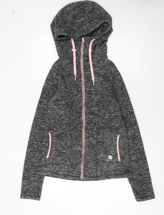 Roxy Women's Grey Full Zip Hoodie Small Polyester Hooded Sweatshirt