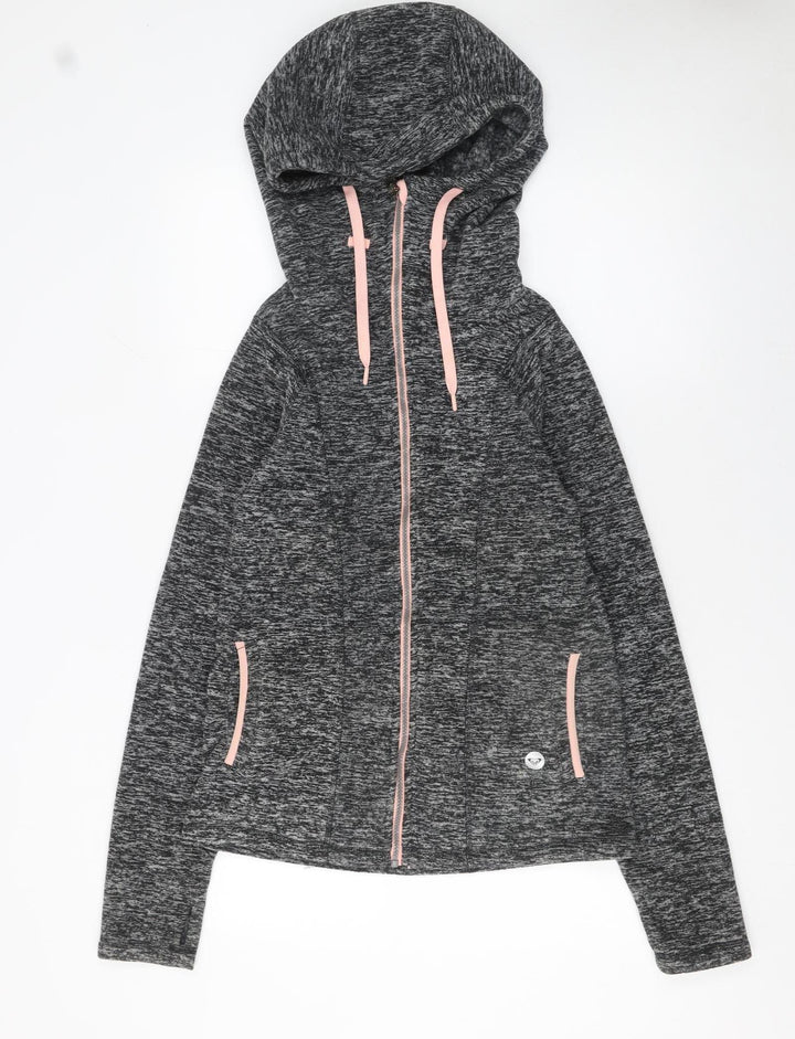 Roxy Women's Grey Full Zip Hoodie Small Polyester Hooded Sweatshirt