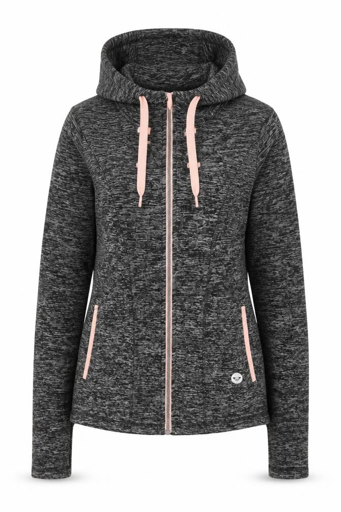 Front view of Roxy Women's Grey Full Zip Hoodie Small Polyester Hooded Sweatshirt
