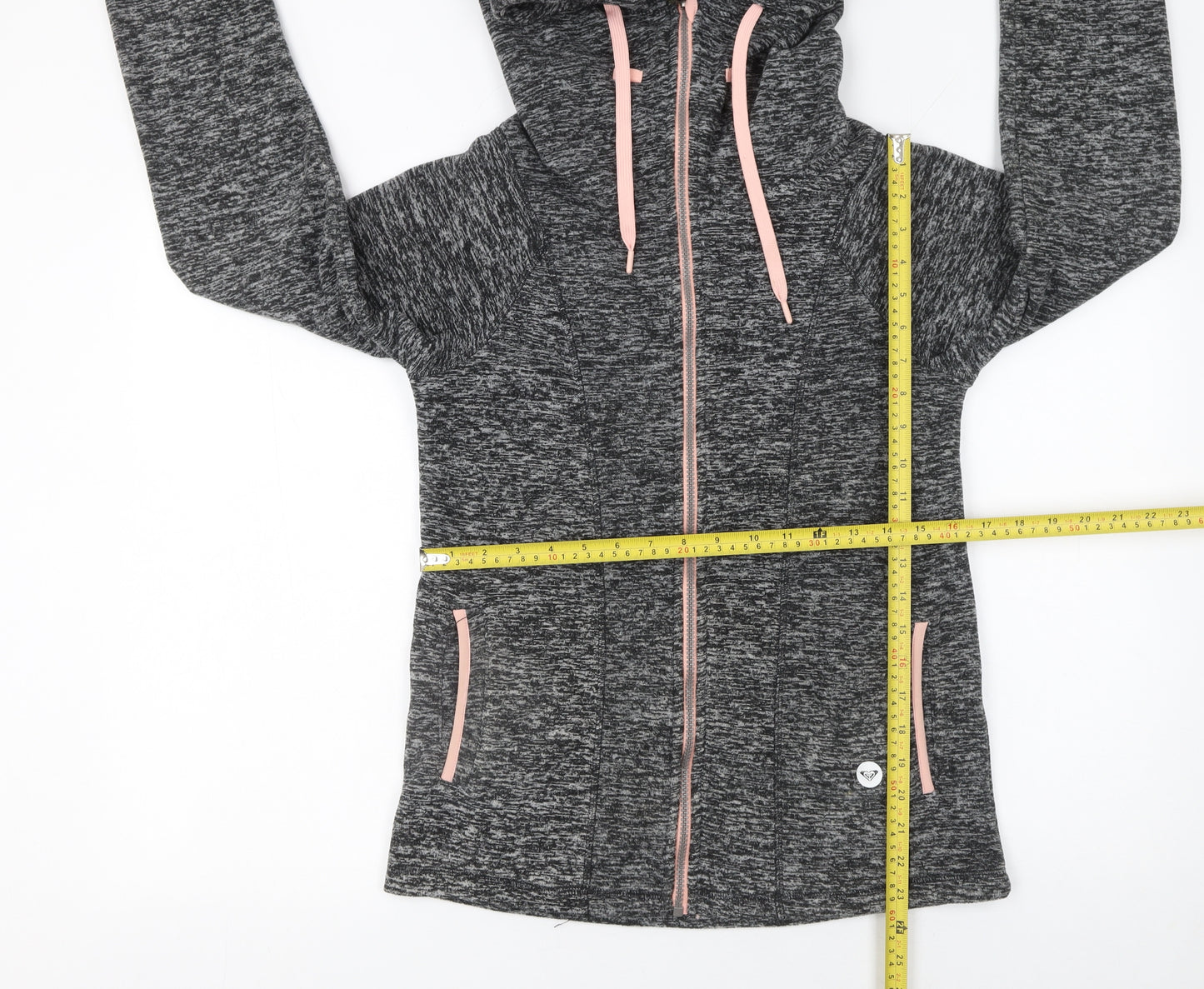 Roxy Women's Grey Full Zip Hoodie Small Polyester Hooded Sweatshirt