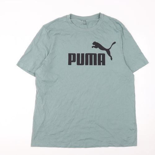 Puma Men's Green XL Crew Neck Cotton Logo Sports T-Shirt