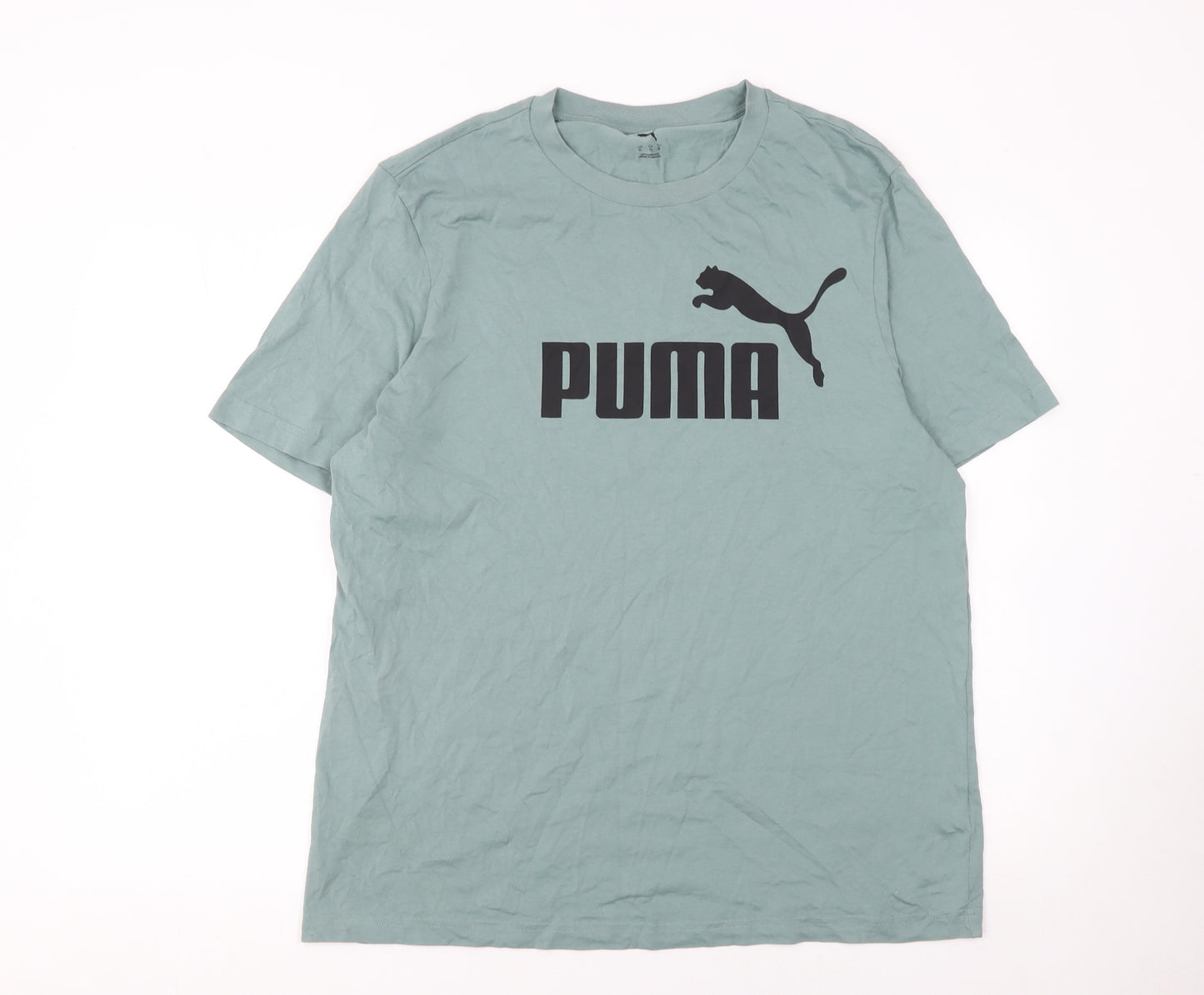 Puma Men's Green XL Crew Neck Cotton Logo Sports T-Shirt