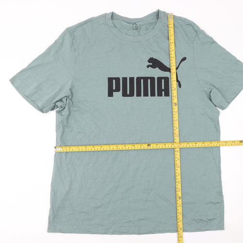 Puma Men's Green XL Crew Neck Cotton Logo Sports T-Shirt