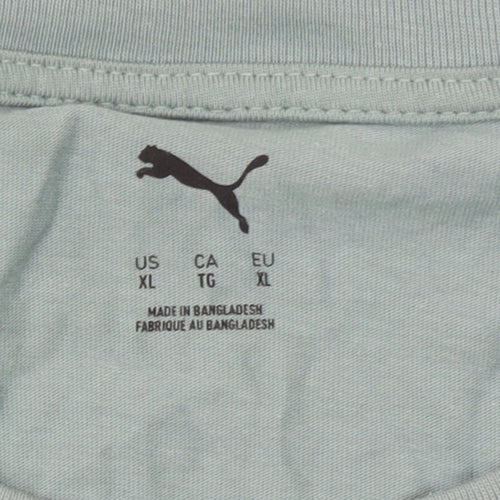 Puma Men's Green XL Crew Neck Cotton Logo Sports T-Shirt