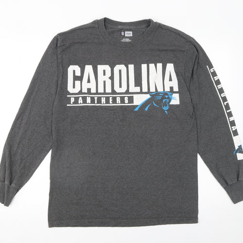NFL Team Apparel Men’s Grey Carolina Panthers Long Sleeve Graphic T-Shirt Size M