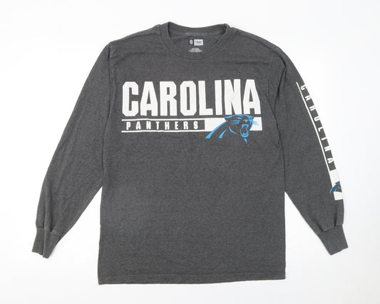 NFL Team Apparel Men’s Grey Carolina Panthers Long Sleeve Graphic T-Shirt Size M