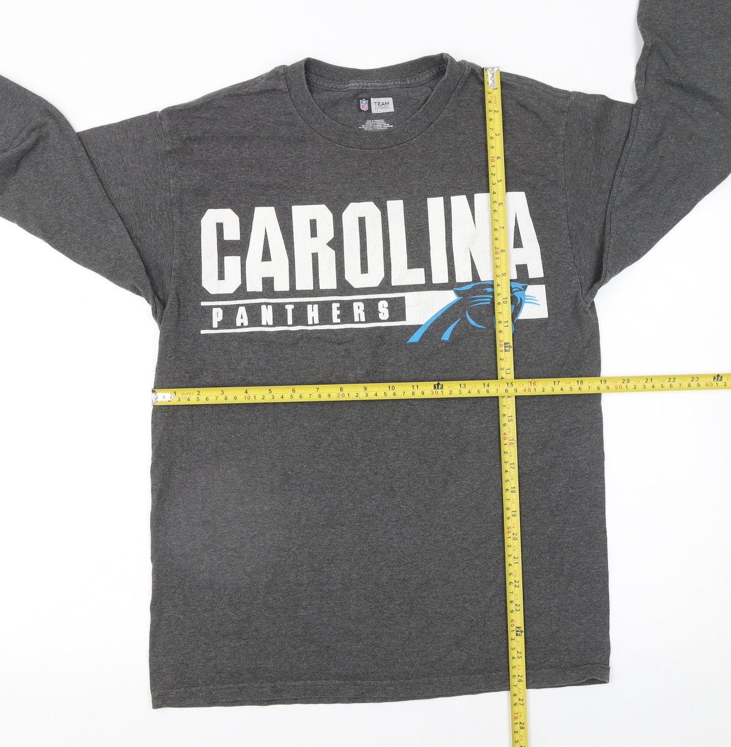 NFL Team Apparel Men’s Grey Carolina Panthers Long Sleeve Graphic T-Shirt Size M