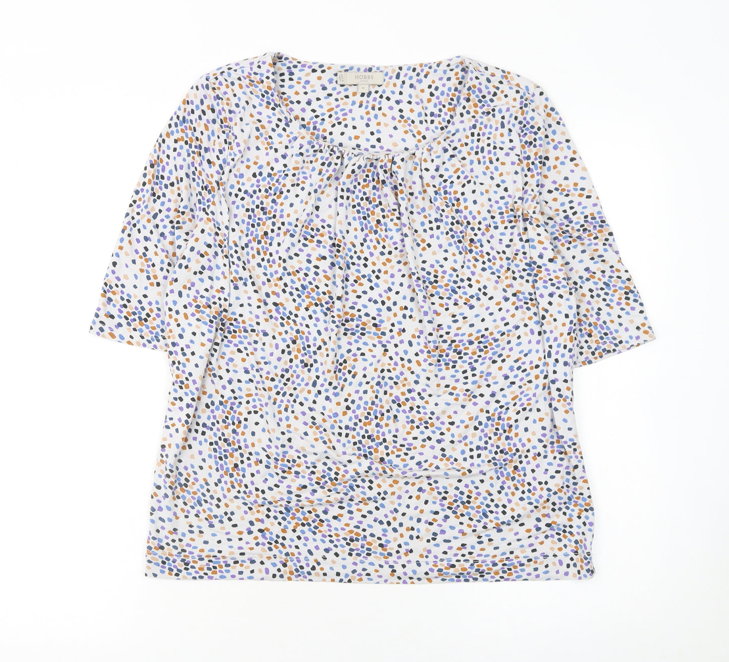 Hobbs Women’s Multicoloured Jersey Blouse M Short Sleeve Scoop Neck Top