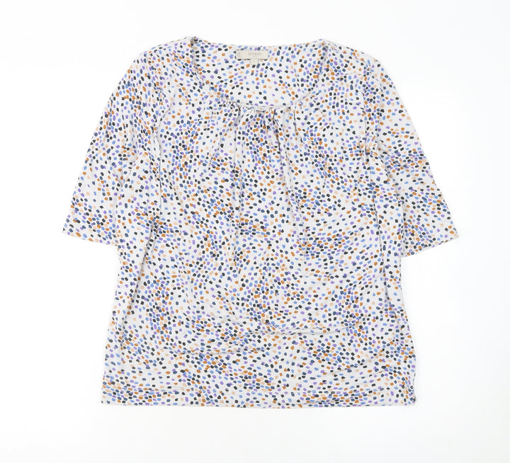 Hobbs Women’s Multicoloured Jersey Blouse M Short Sleeve Scoop Neck Top