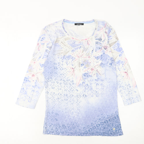 Olsen Women’s Multicoloured Floral Cotton 3/4 Sleeve T-Shirt Size 10