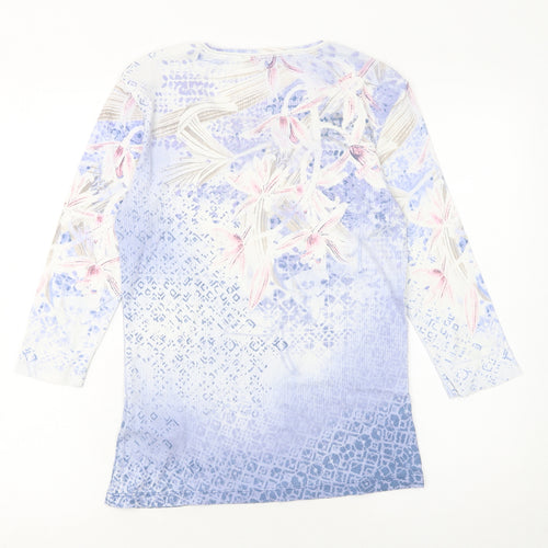 Olsen Women’s Multicoloured Floral Cotton 3/4 Sleeve T-Shirt Size 10