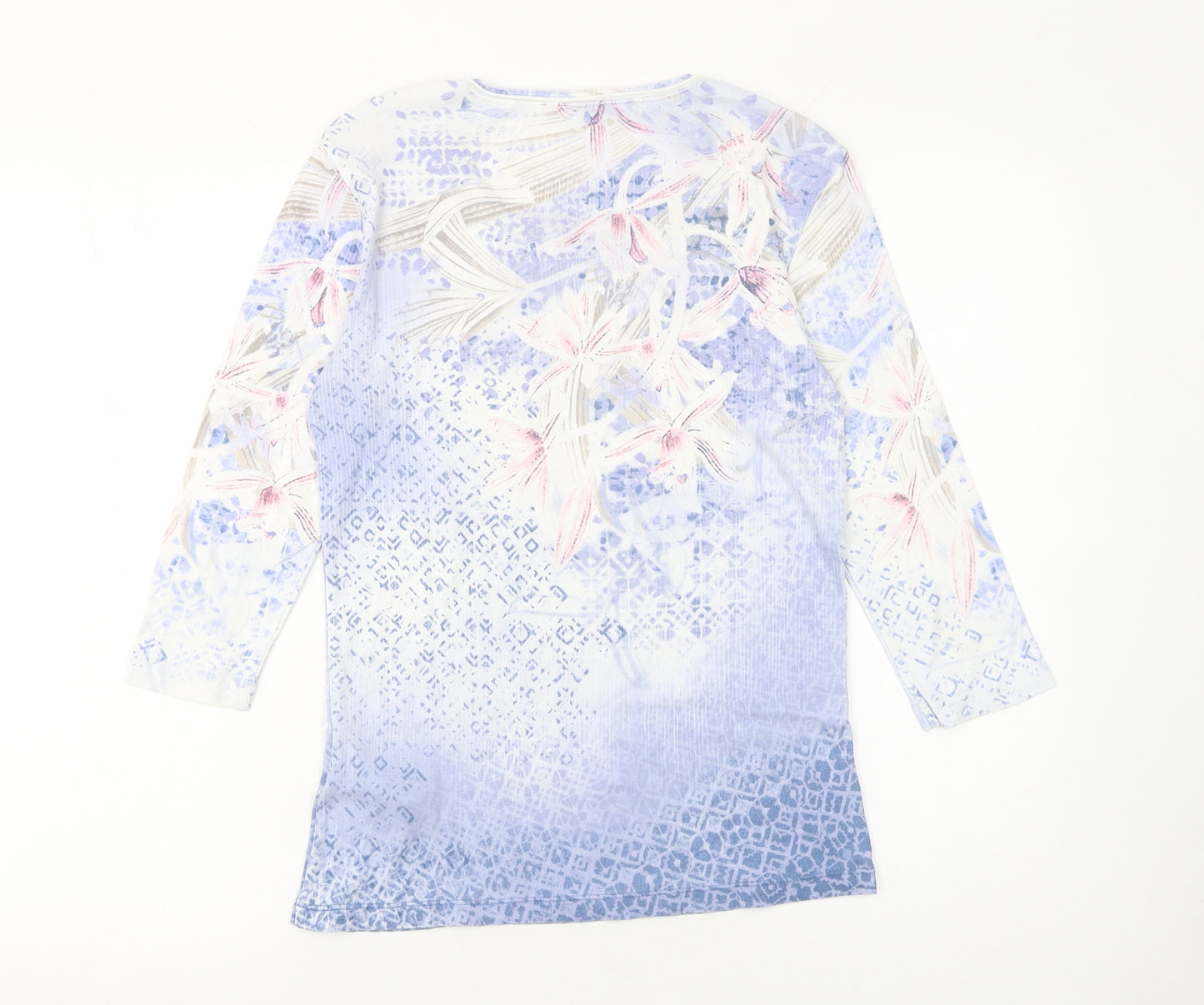 Olsen Women’s Multicoloured Floral Cotton 3/4 Sleeve T-Shirt Size 10