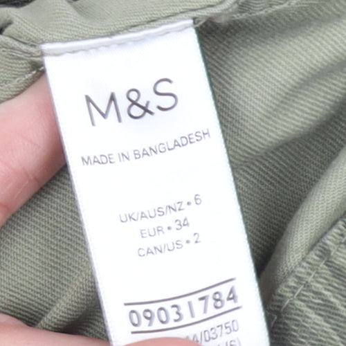 Marks and Spencer Women's Green Embroidered Military Jacket Size 6