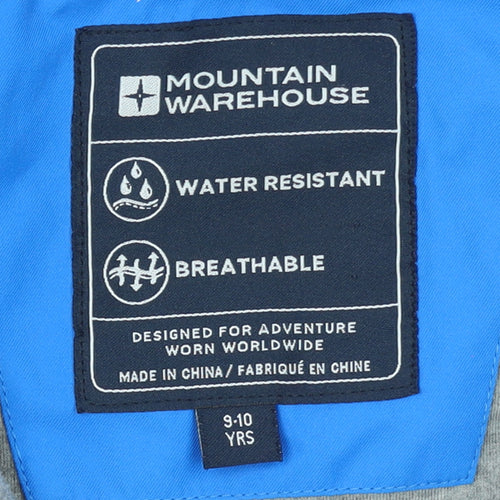 Mountain Warehouse Boys Blue 9-10 Years Water Resistant Rain Jacket
