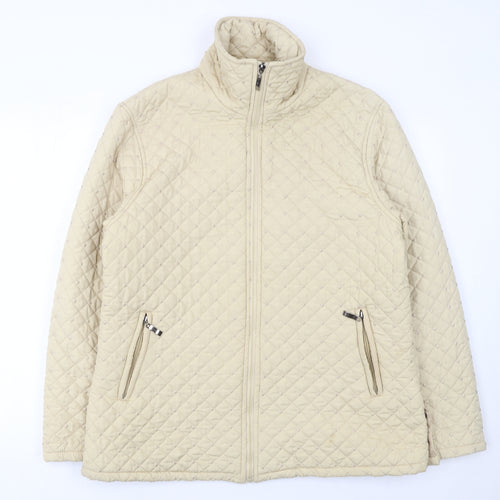Oubeijinhe Womens Beige Quilted Mid-Length Jacket XL