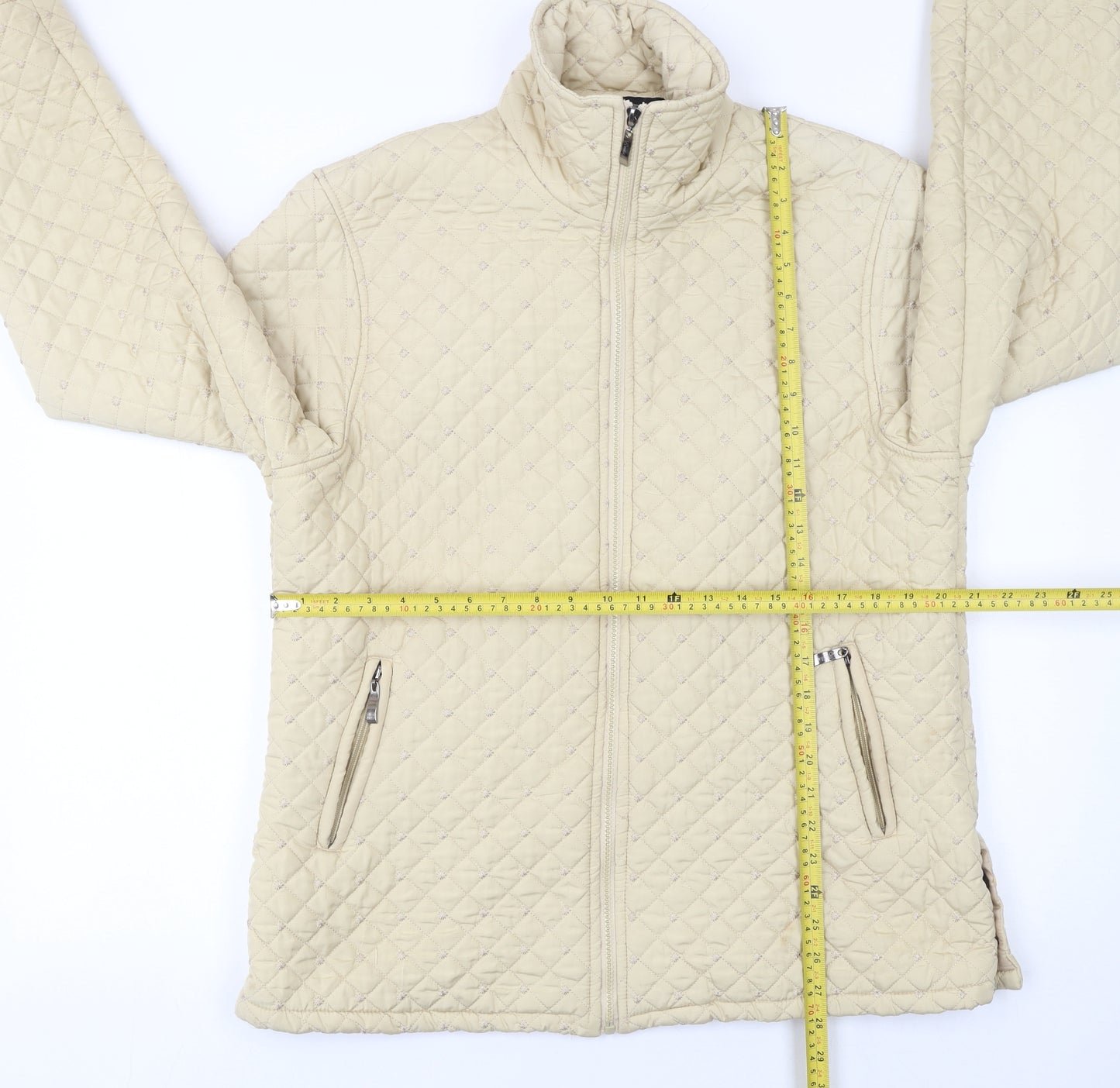 Oubeijinhe Womens Beige Quilted Mid-Length Jacket XL