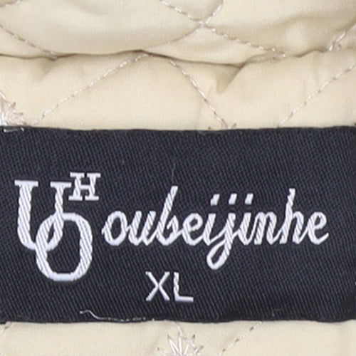Oubeijinhe Womens Beige Quilted Mid-Length Jacket XL