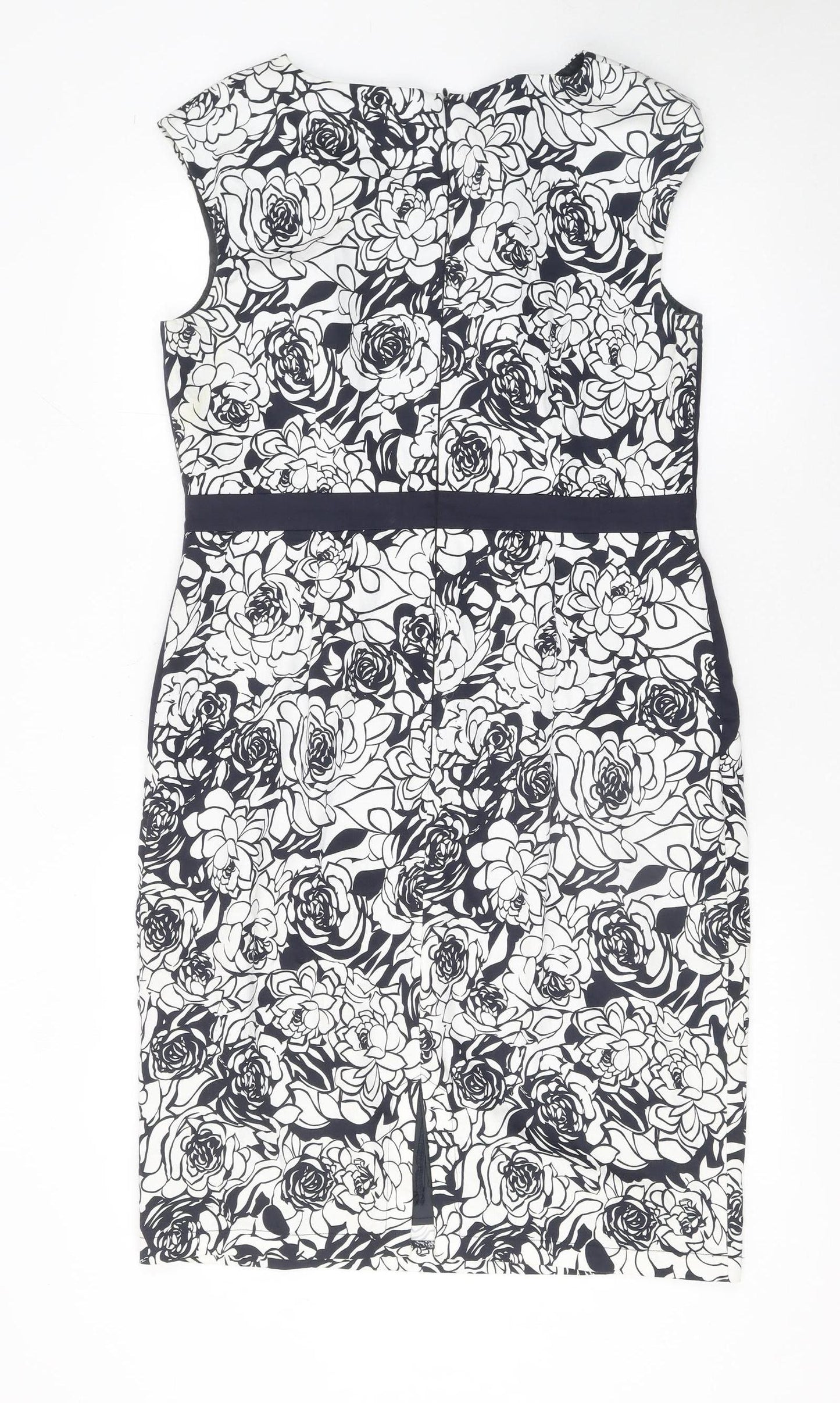 Marks and Spencer Women Black White Floral Bodycon Dress UK 14