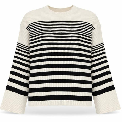 Marks and Spencer Women’s Black & Beige Stripe Knit Jumper Size L