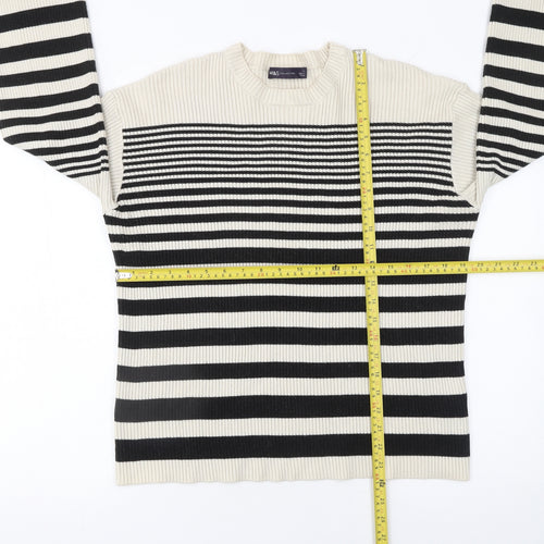 Marks and Spencer Women’s Black & Beige Stripe Knit Jumper Size L