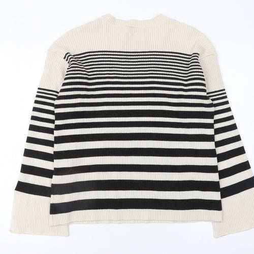 Marks and Spencer Women’s Black & Beige Stripe Knit Jumper Size L