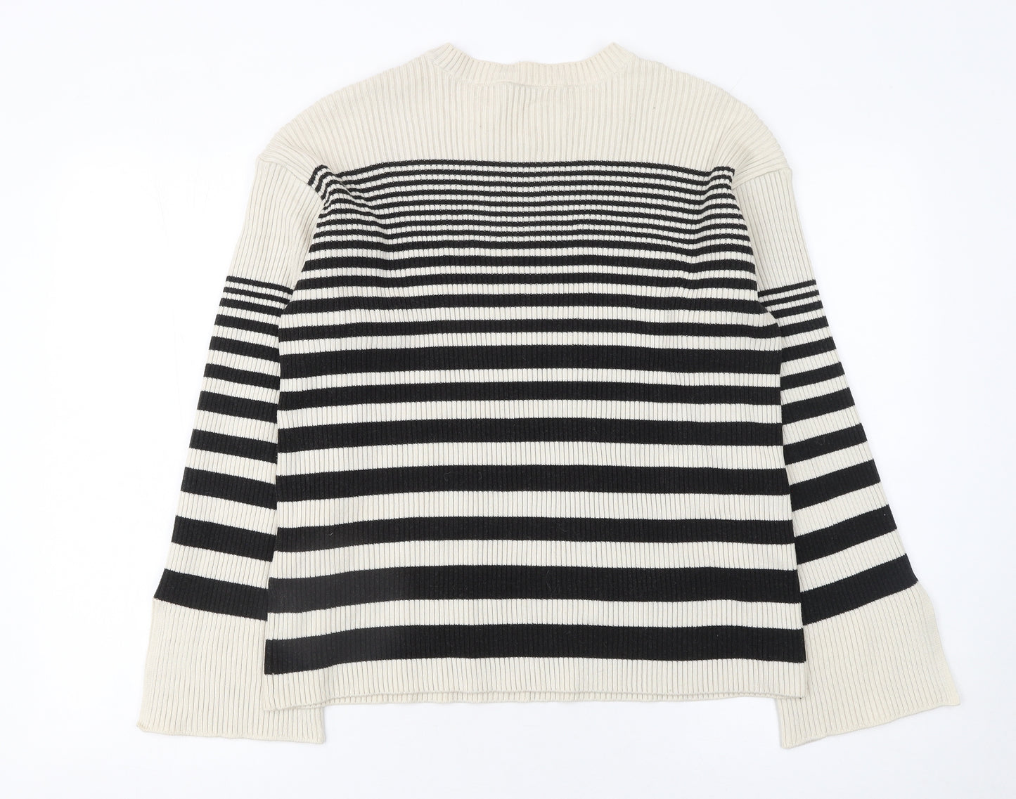 Marks and Spencer Women’s Black & Beige Stripe Knit Jumper Size L