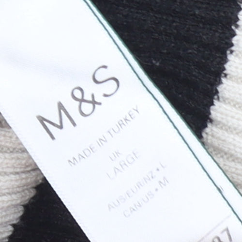 Marks and Spencer Women’s Black & Beige Stripe Knit Jumper Size L