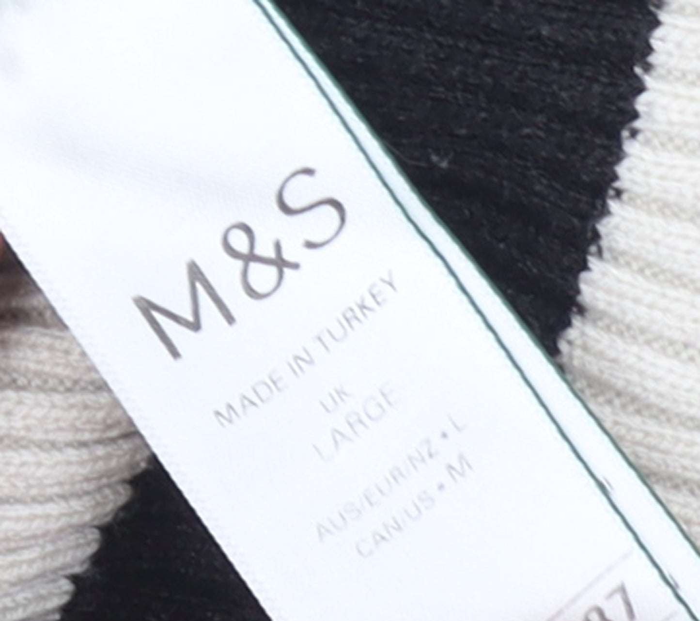 Marks and Spencer Women’s Black & Beige Stripe Knit Jumper Size L