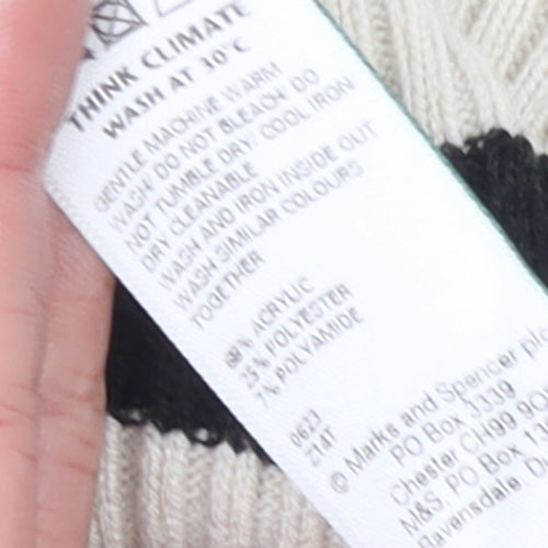 Marks and Spencer Women’s Black & Beige Stripe Knit Jumper Size L