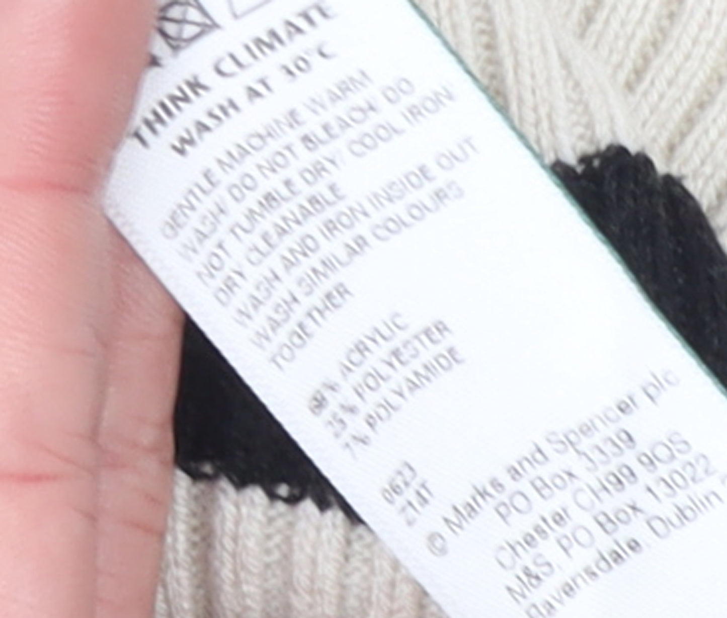 Marks and Spencer Women’s Black & Beige Stripe Knit Jumper Size L