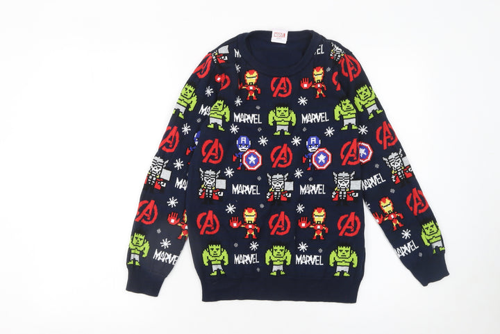 Tu Marvel Avengers Navy Boys Jumper 11 Years Cotton Knit Winter Pullover