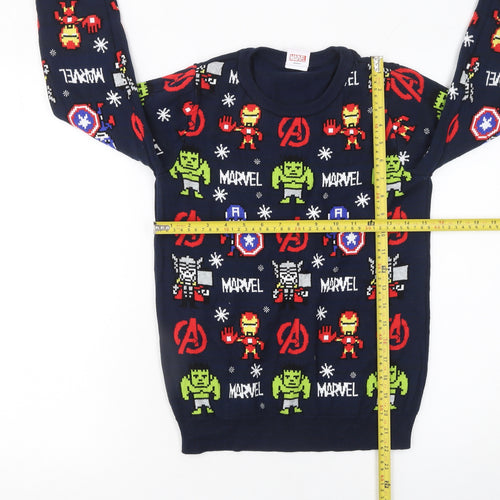 Tu Marvel Avengers Navy Boys Jumper 11 Years Cotton Knit Winter Pullover