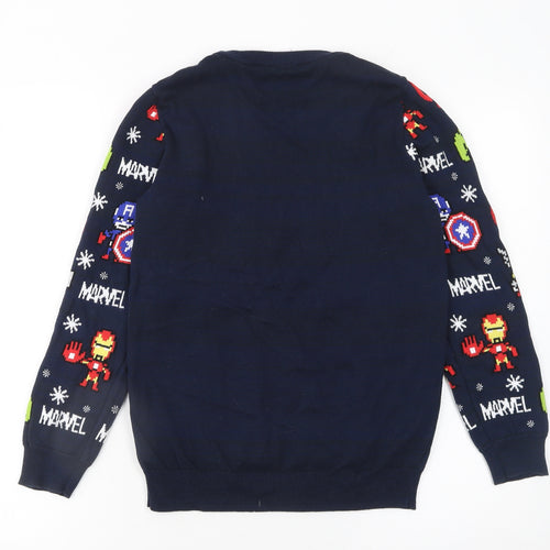 Tu Marvel Avengers Navy Boys Jumper 11 Years Cotton Knit Winter Pullover